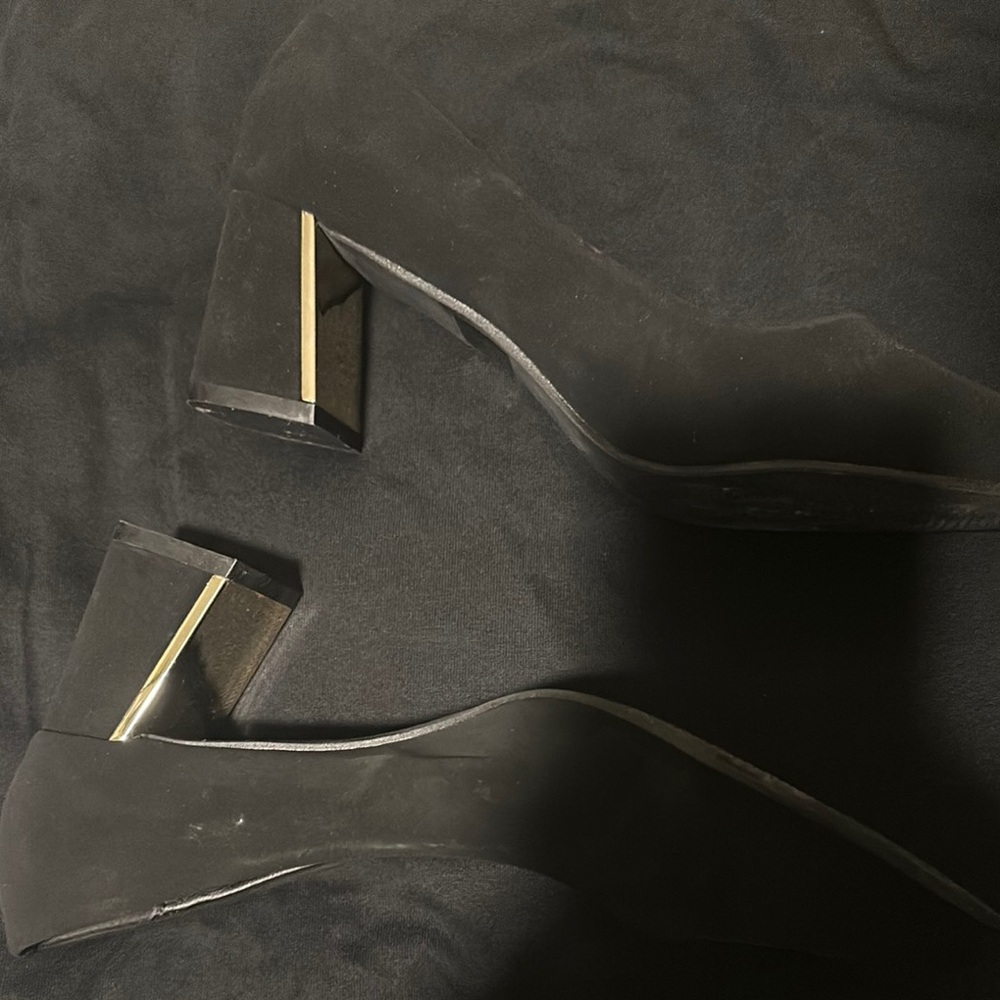 Elegant Black Block Heel Shoes femi